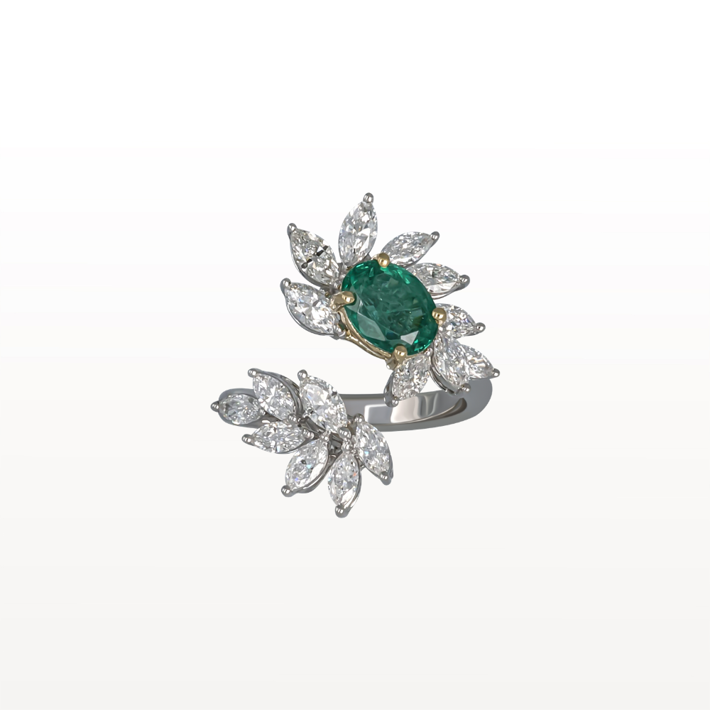 Emerald Bloom Toi et Moi Ring